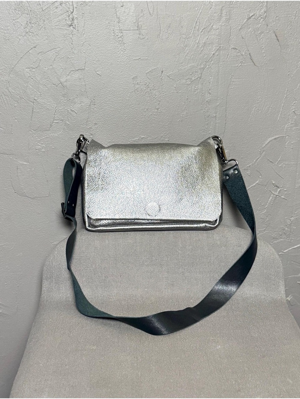 Artesian Made Soft Metallic Leather Three-Way Bag Waist Shoulder or Crossbody